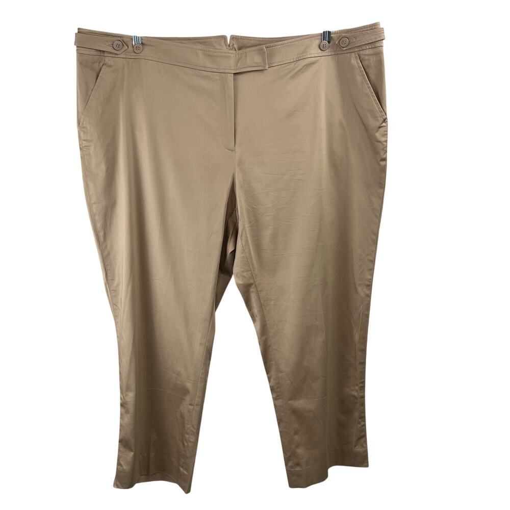 Apostrophe High Rise Cropped Ankle Pants Adjustable Waist Khaki Tan NWT Plus 24W